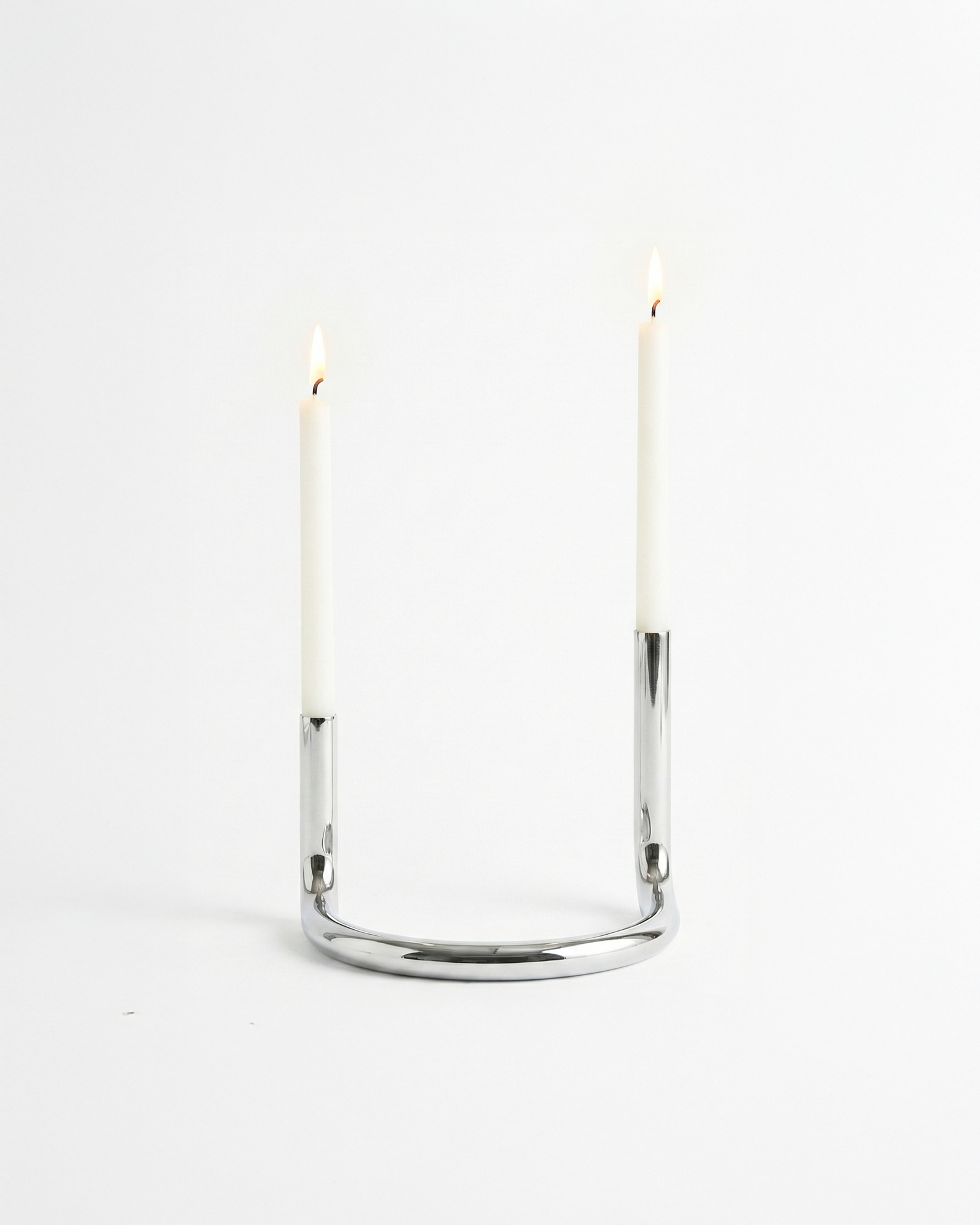 the nordic chrome arch | modern stainless steel candelabra
