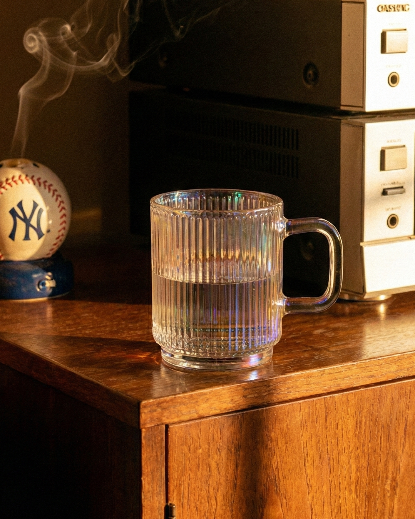 the japanese mug | vertical stripes glass mug | rainbow