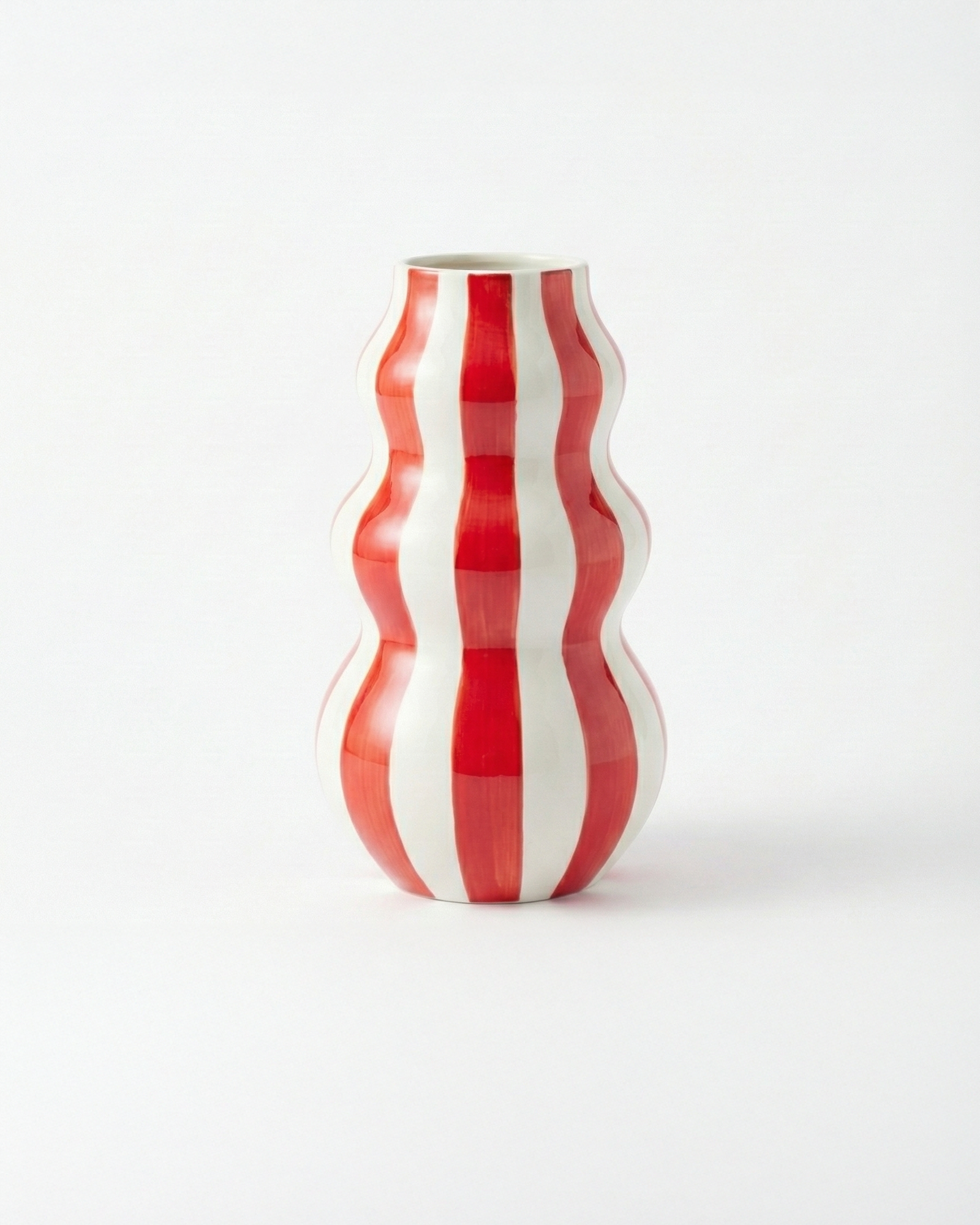 the striped wavey planter | striped ceramic flower vase | red