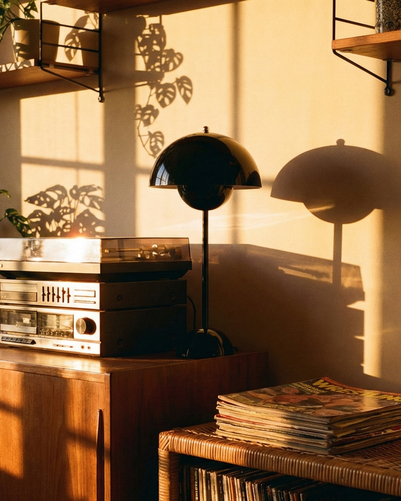 the danish flower | retro table lamp | black