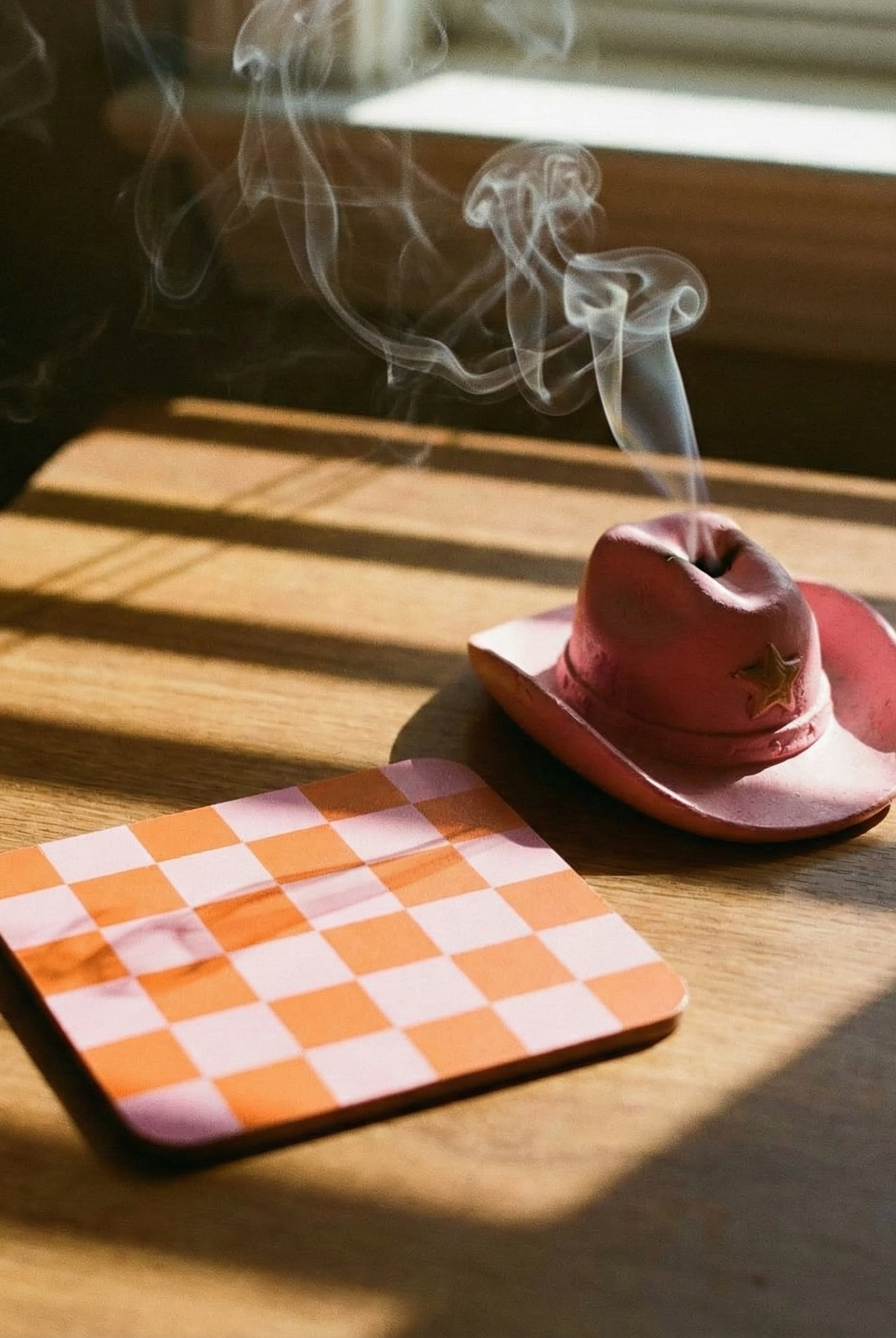 the checkerboard coaster | orange coaster