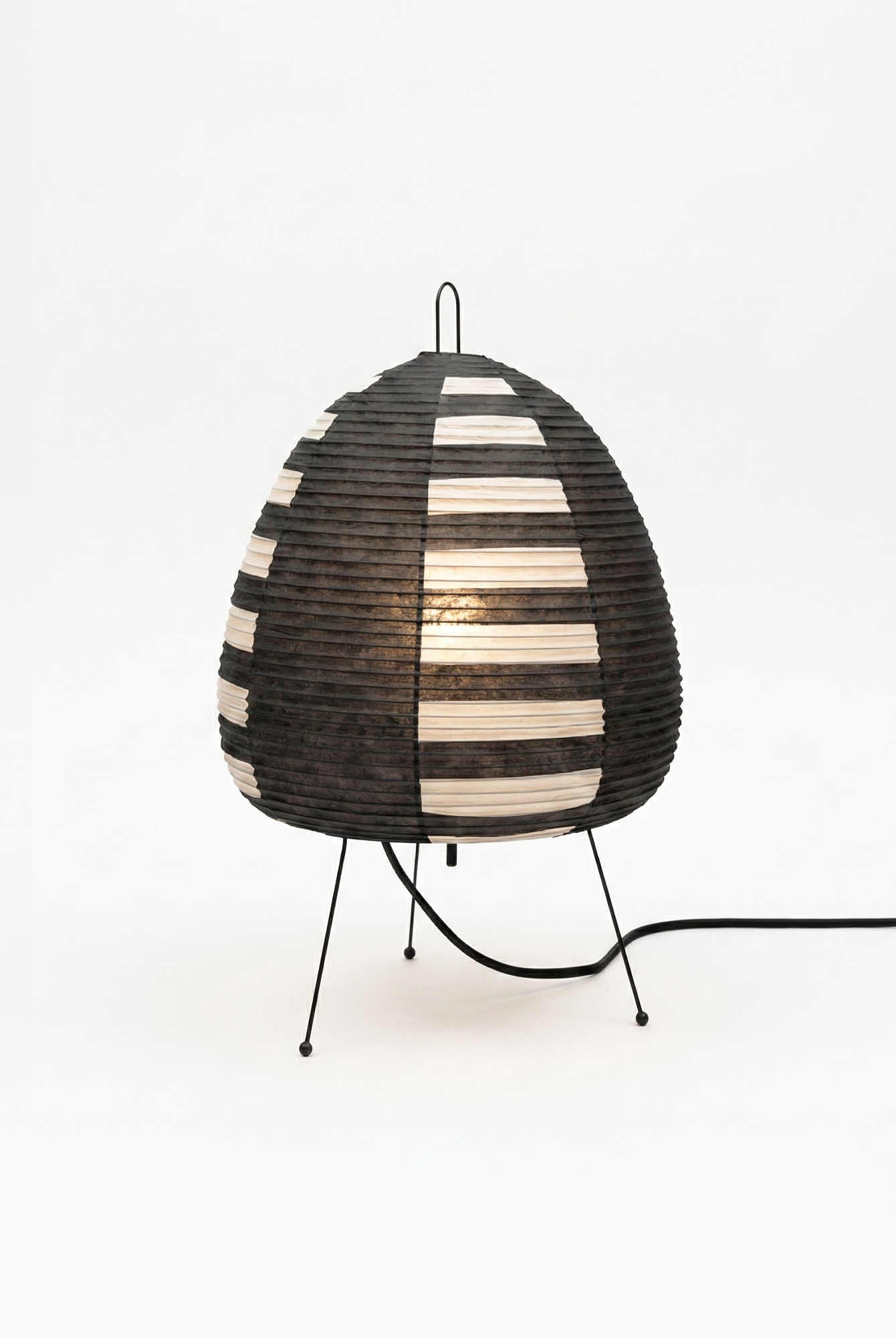 the rice lamp | japanese rice paper table lamp | black stripe