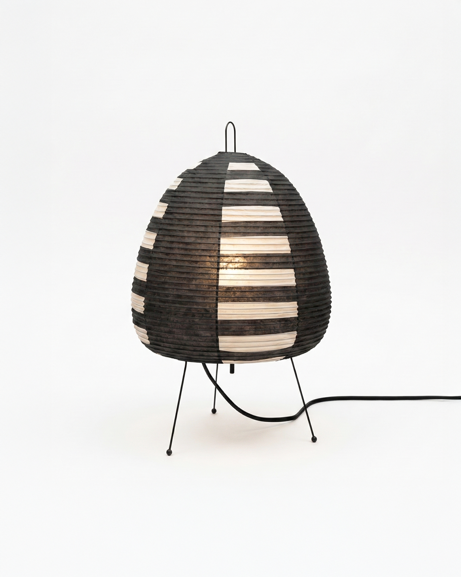 the rice lamp | japanese rice paper table lamp | black stripe