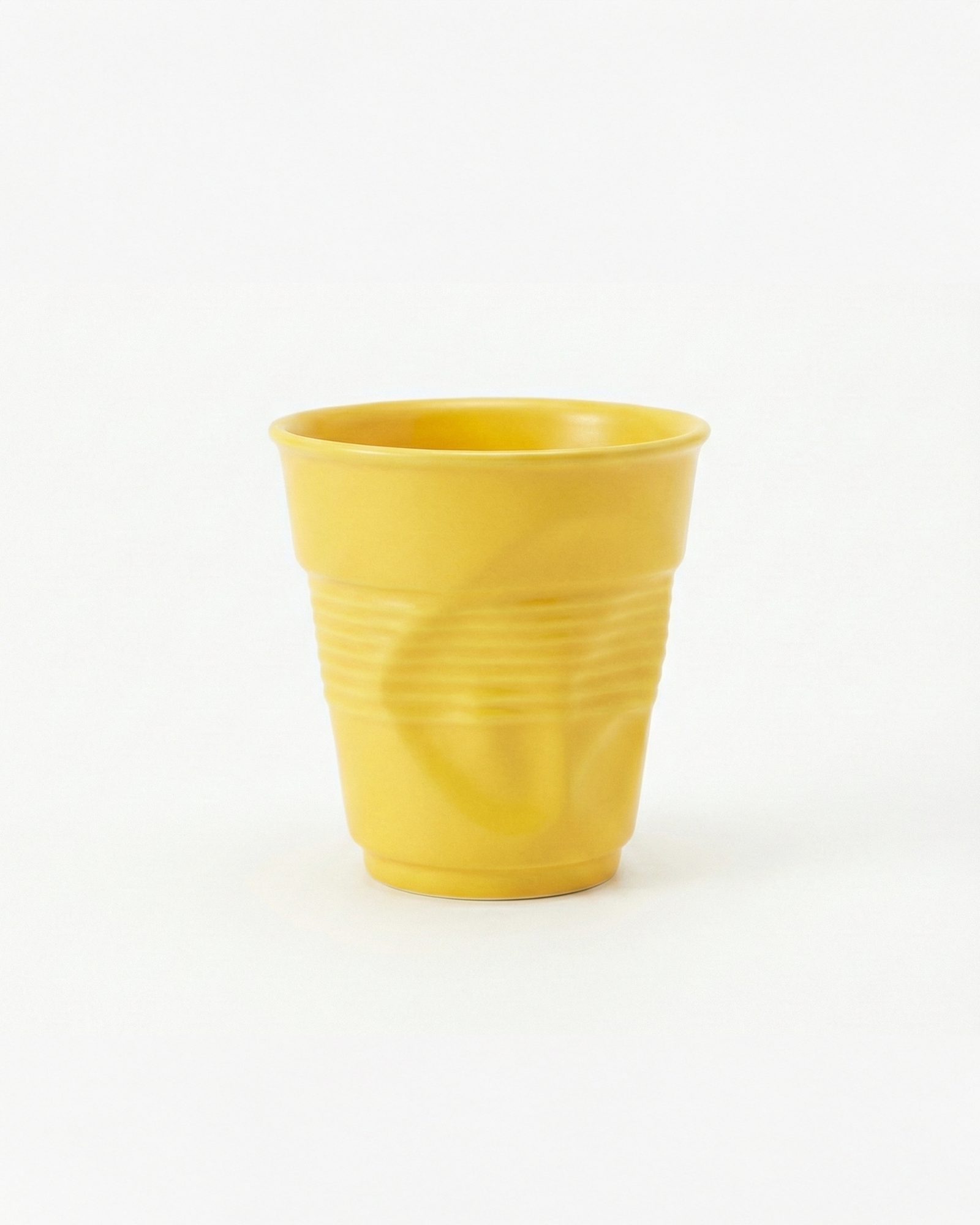 the crushed cup | irregular shape ceramic cup | yellow