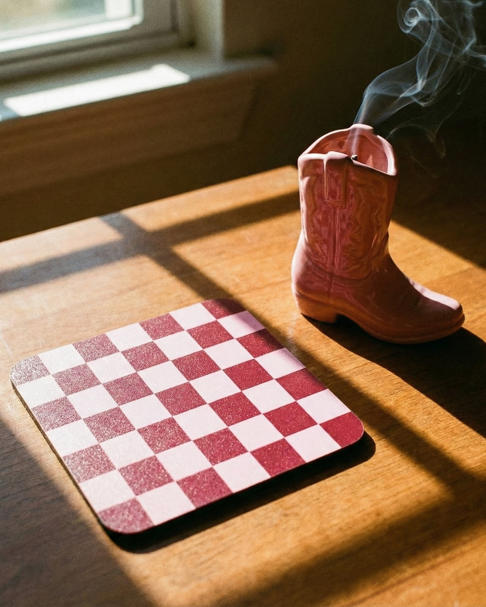 the checkerboard coaster | pink coaster