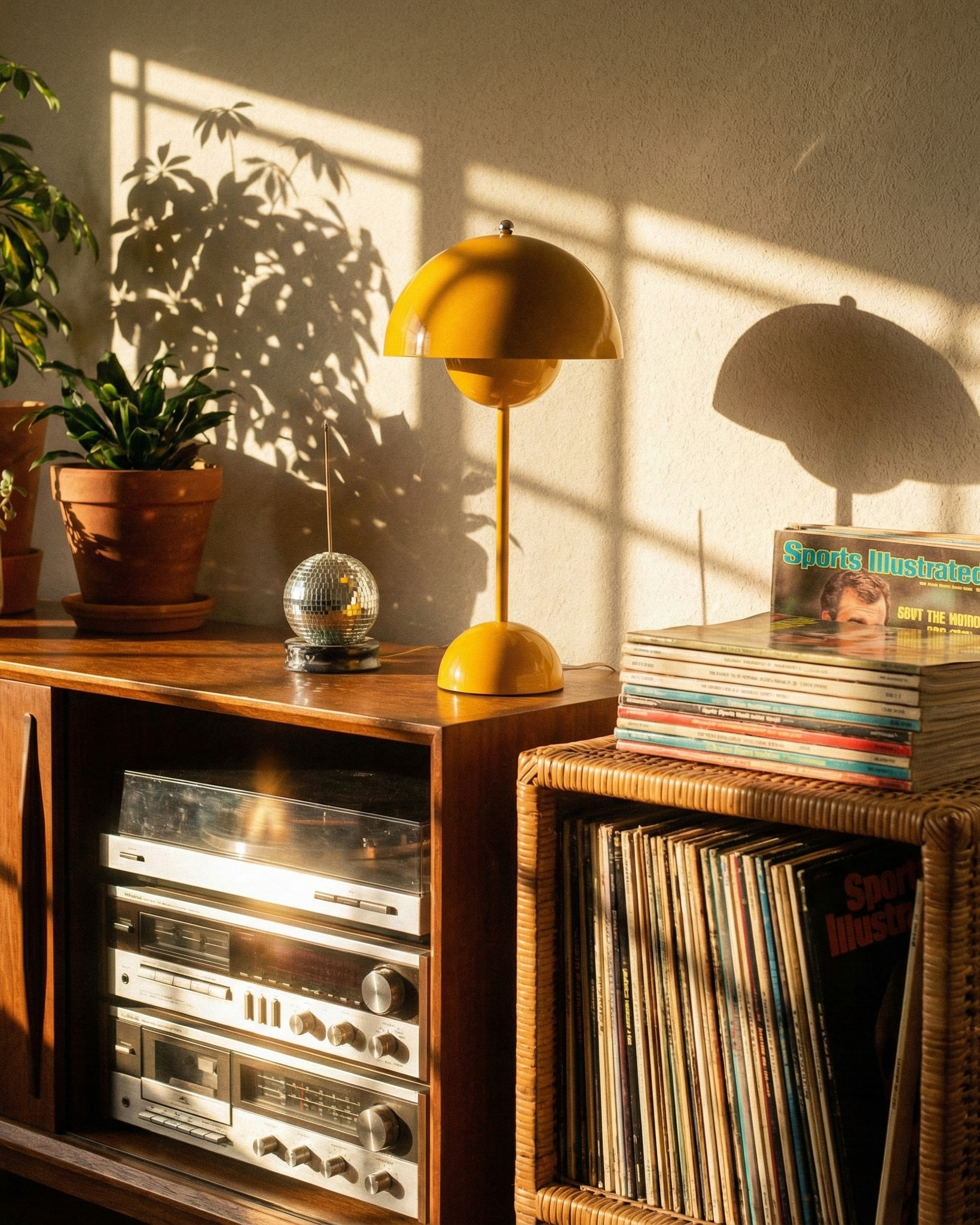 the danish flower | retro table lamp | yellow