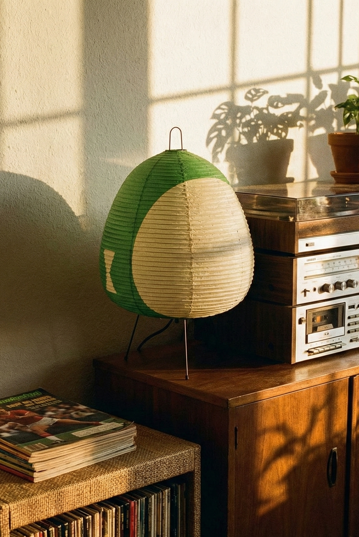 the rice lamp | japanese rice paper table lamp | green