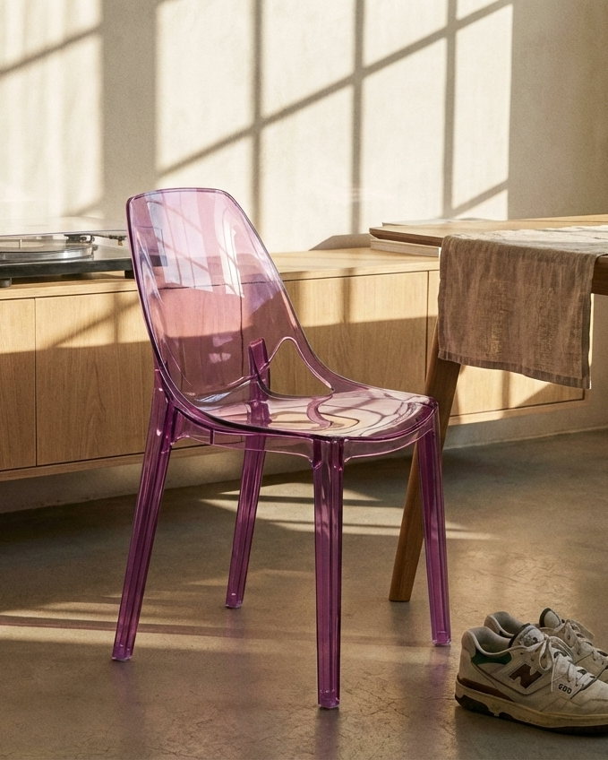 the prism perch | transparent dining chair | purple