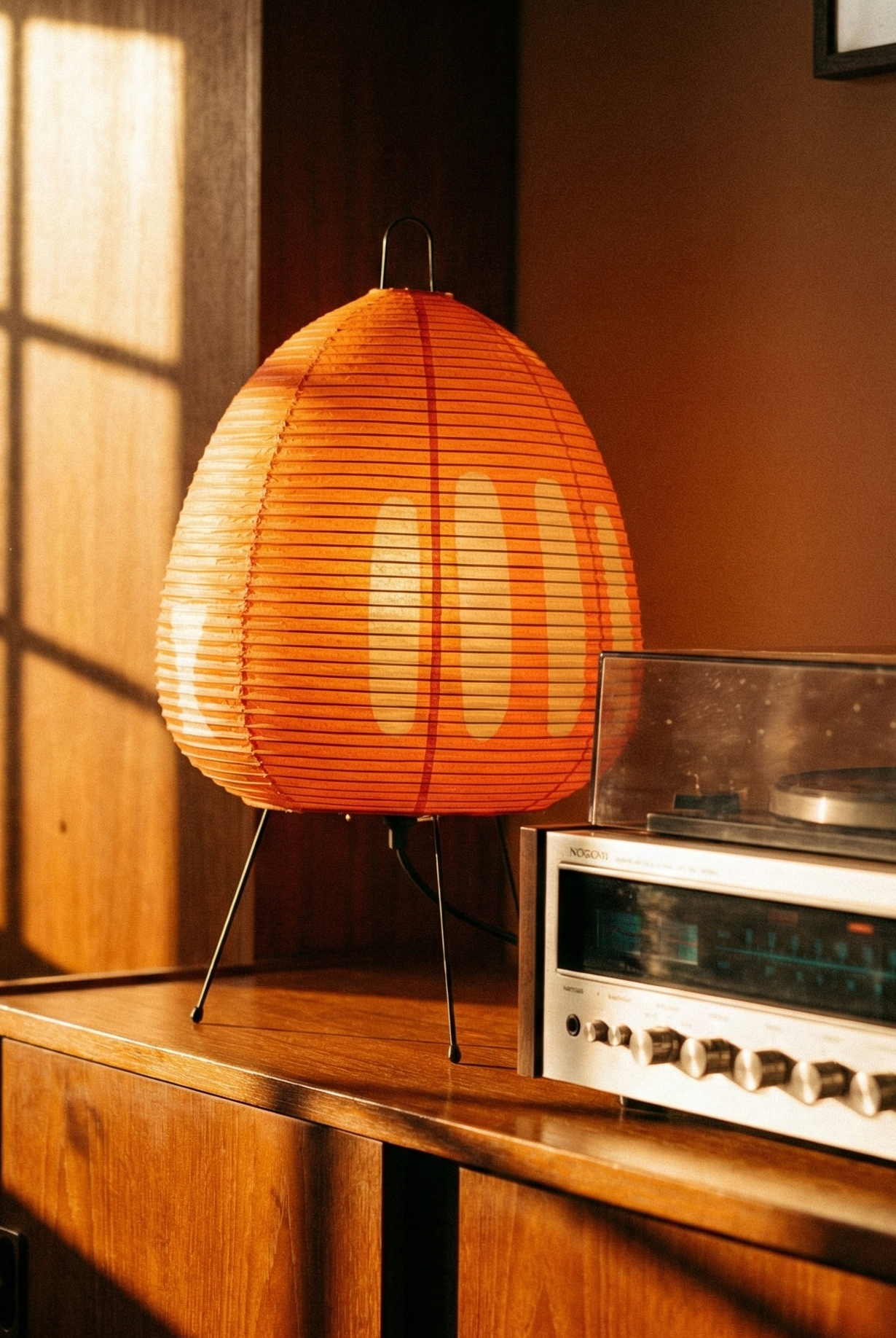 the rice lamp | japanese rice paper table lamp | orange