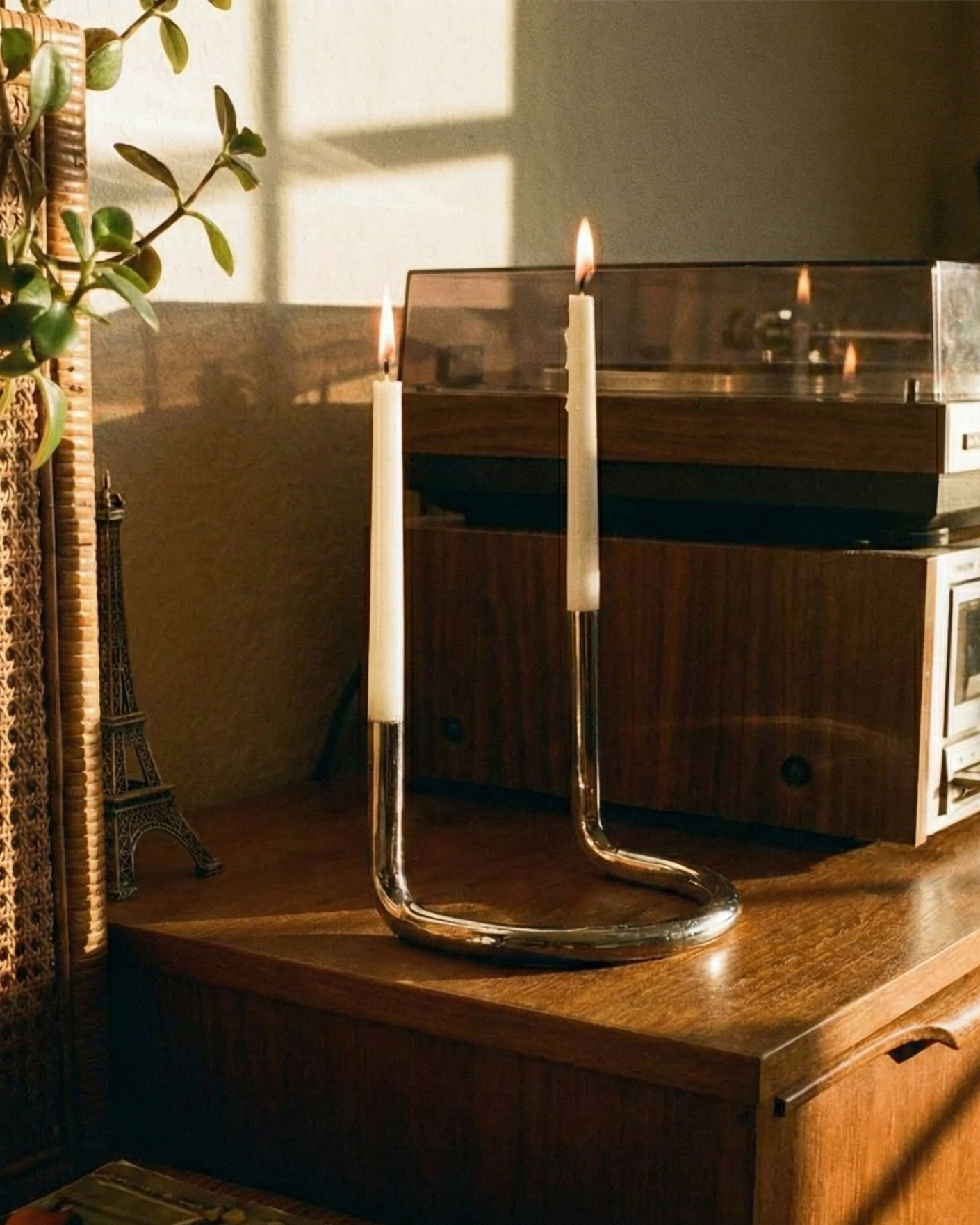 the nordic chrome arch | modern stainless steel candelabra