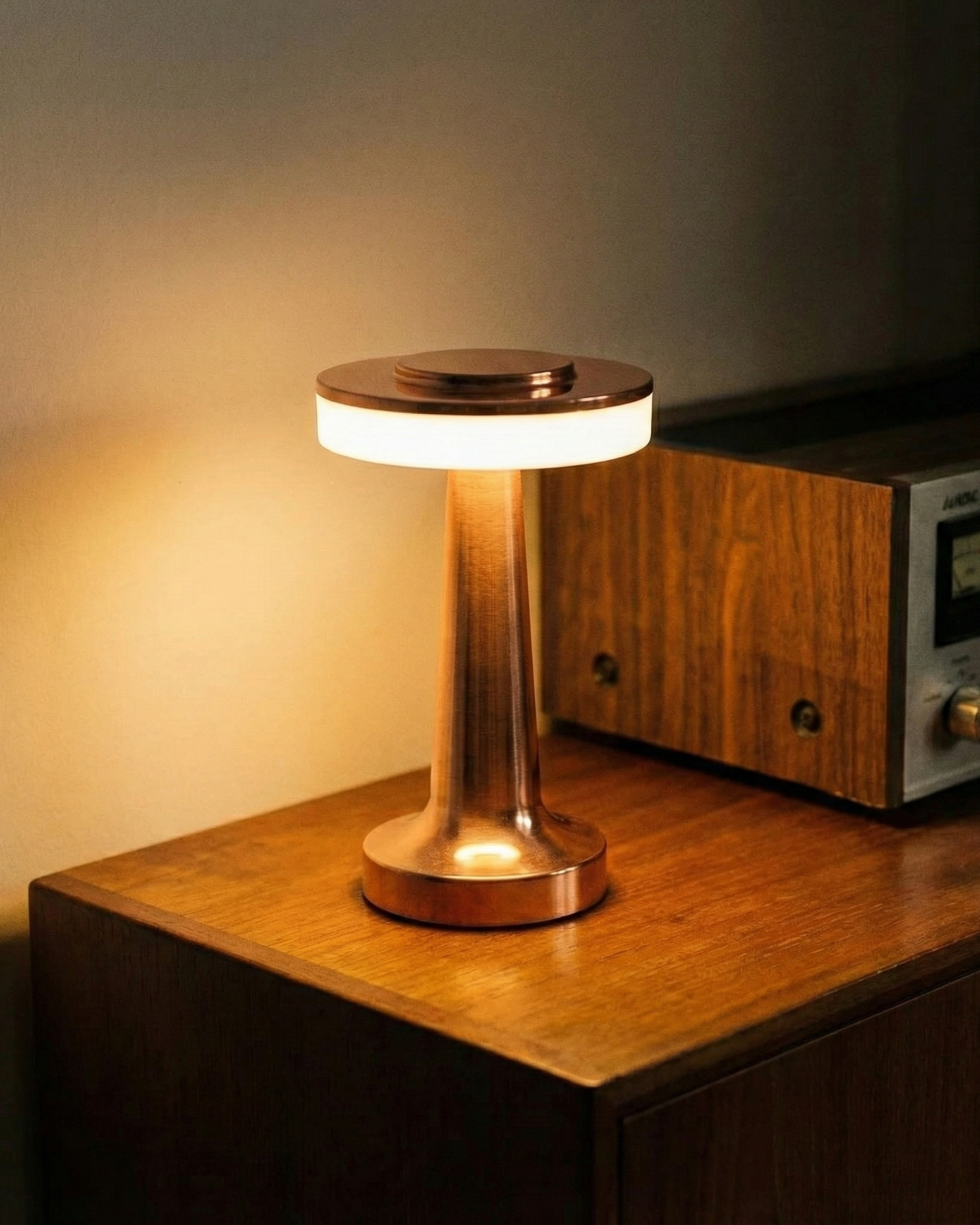 the ufo | metal touch table lamp | rose gold
