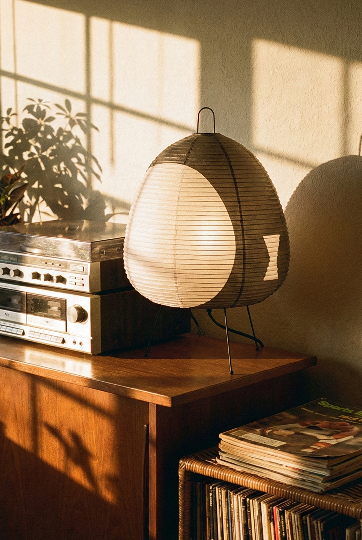 the rice lamp | japanese rice paper table lamp | grey