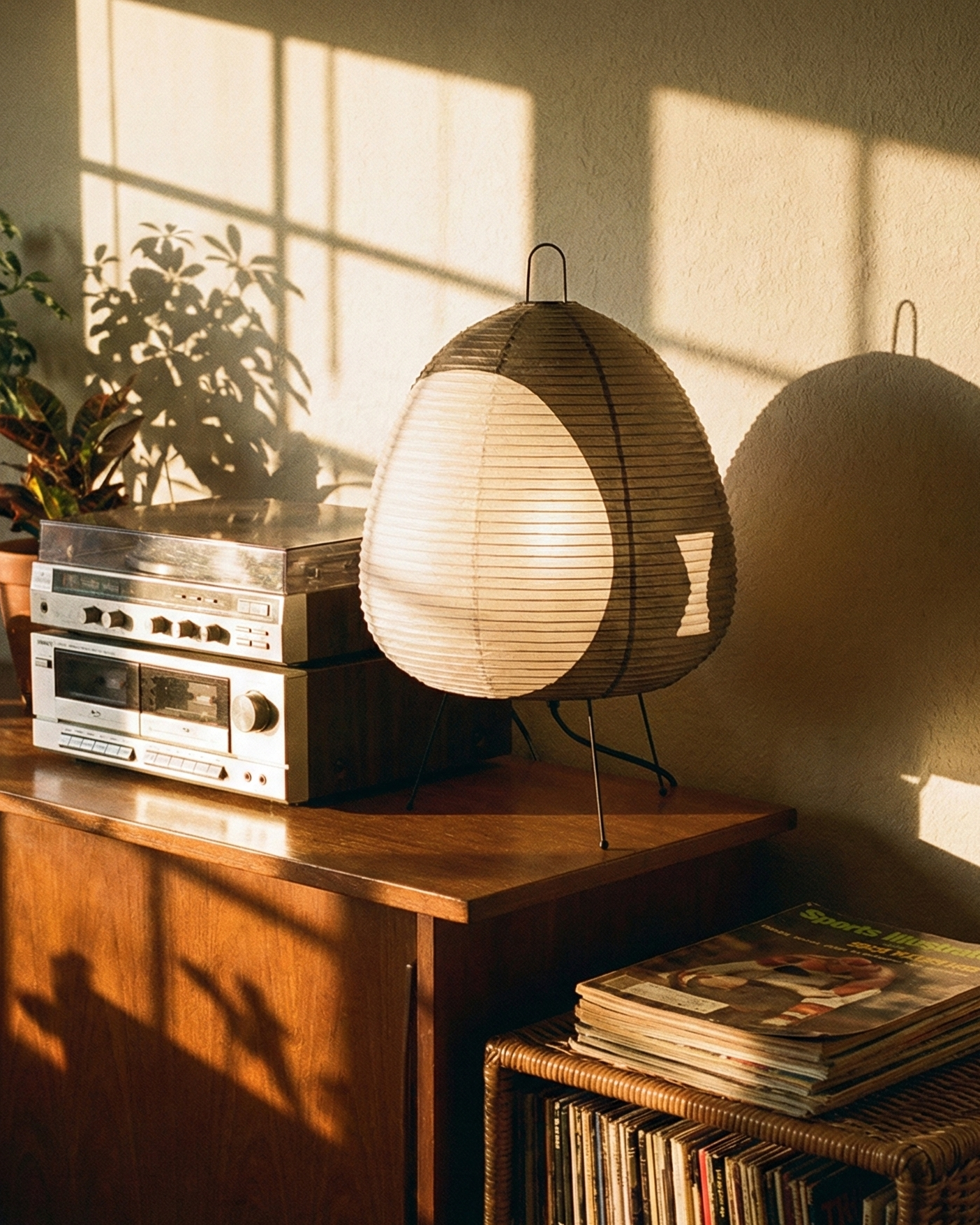 the rice lamp | japanese rice paper table lamp | grey