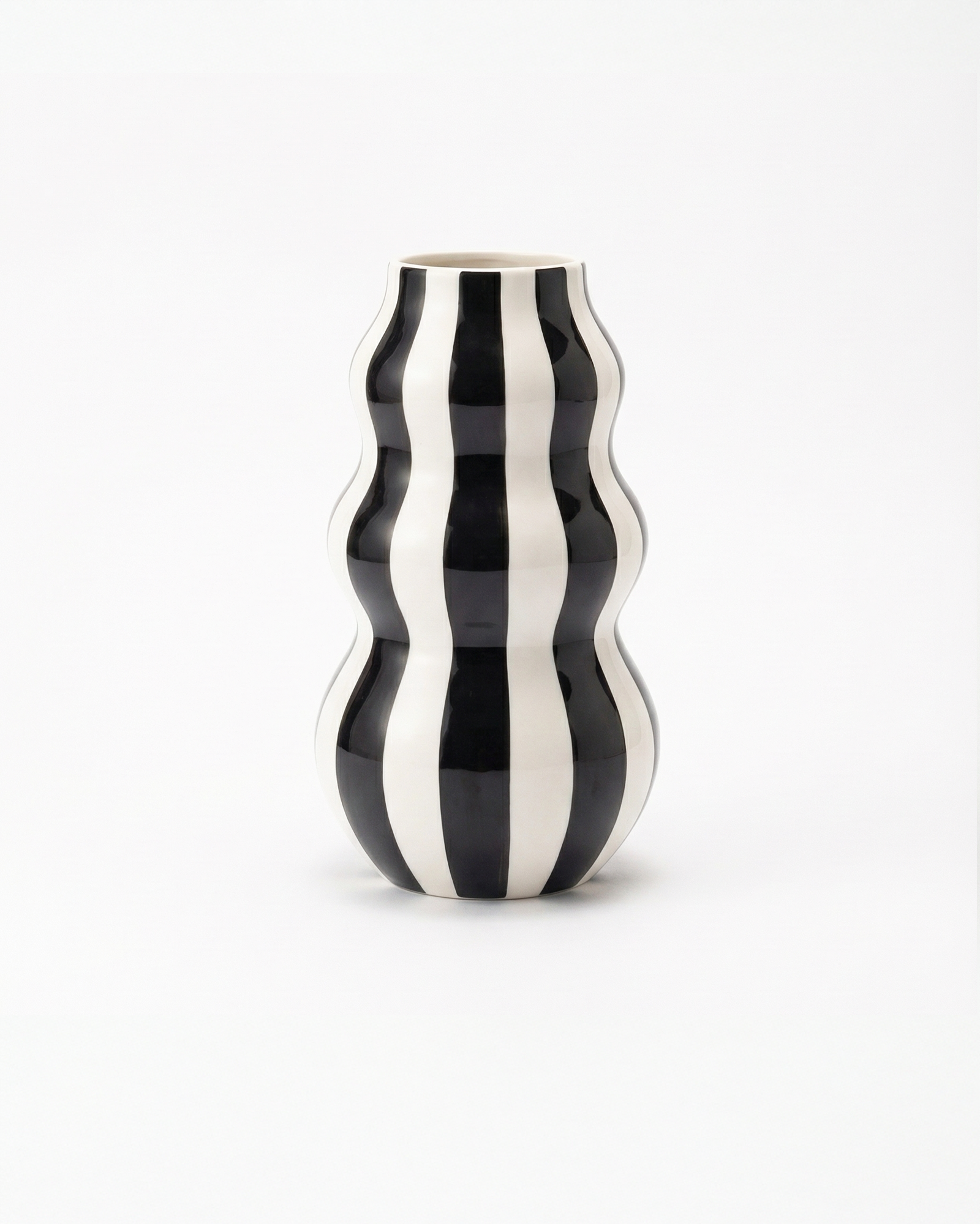 the striped wavey planter | striped ceramic flower vase | black