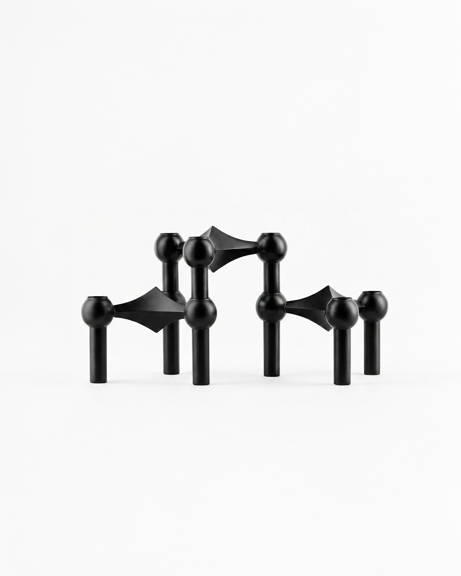 the molecular stand | silver stainless steel candle stand | black