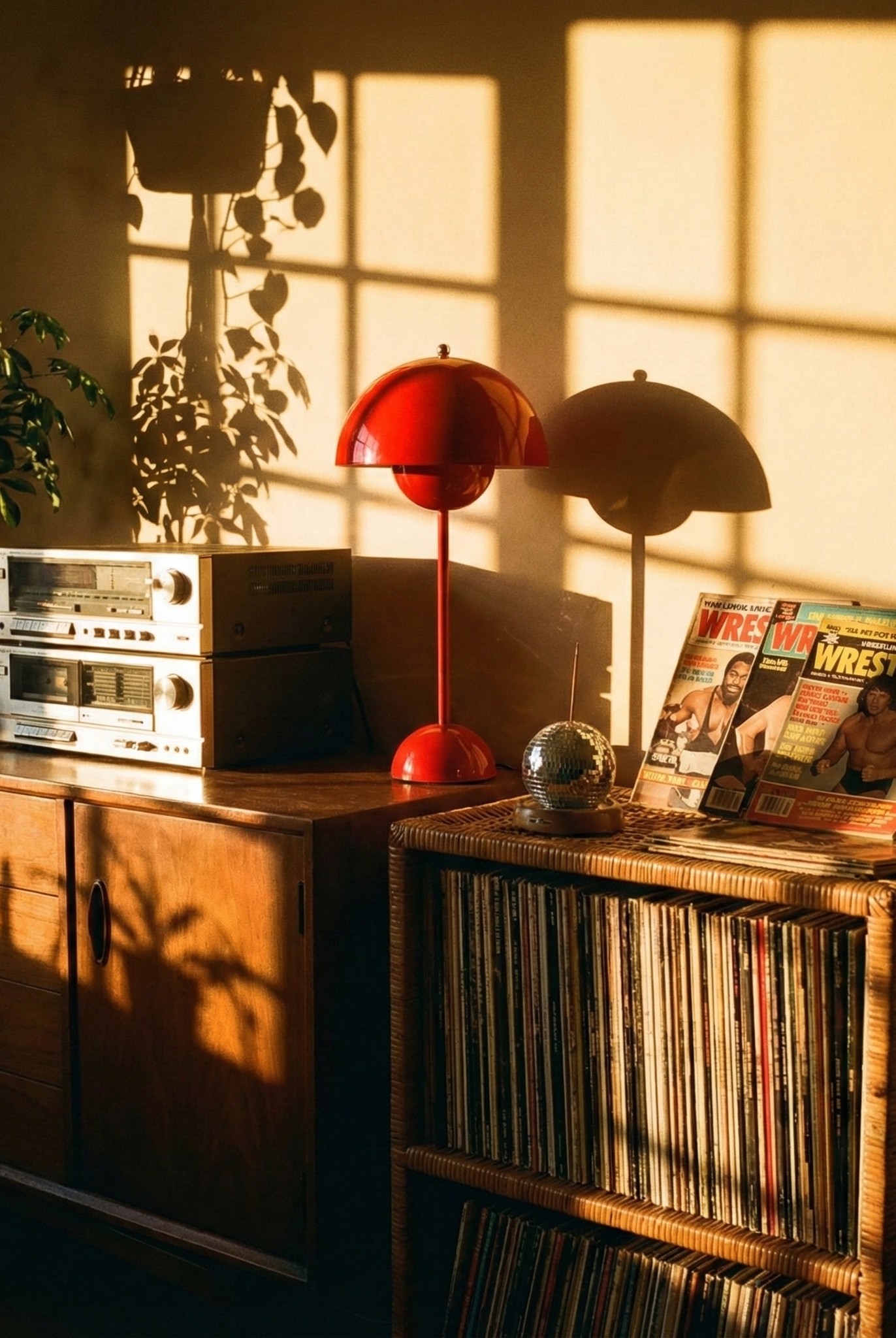 the danish flower | retro table lamp | red