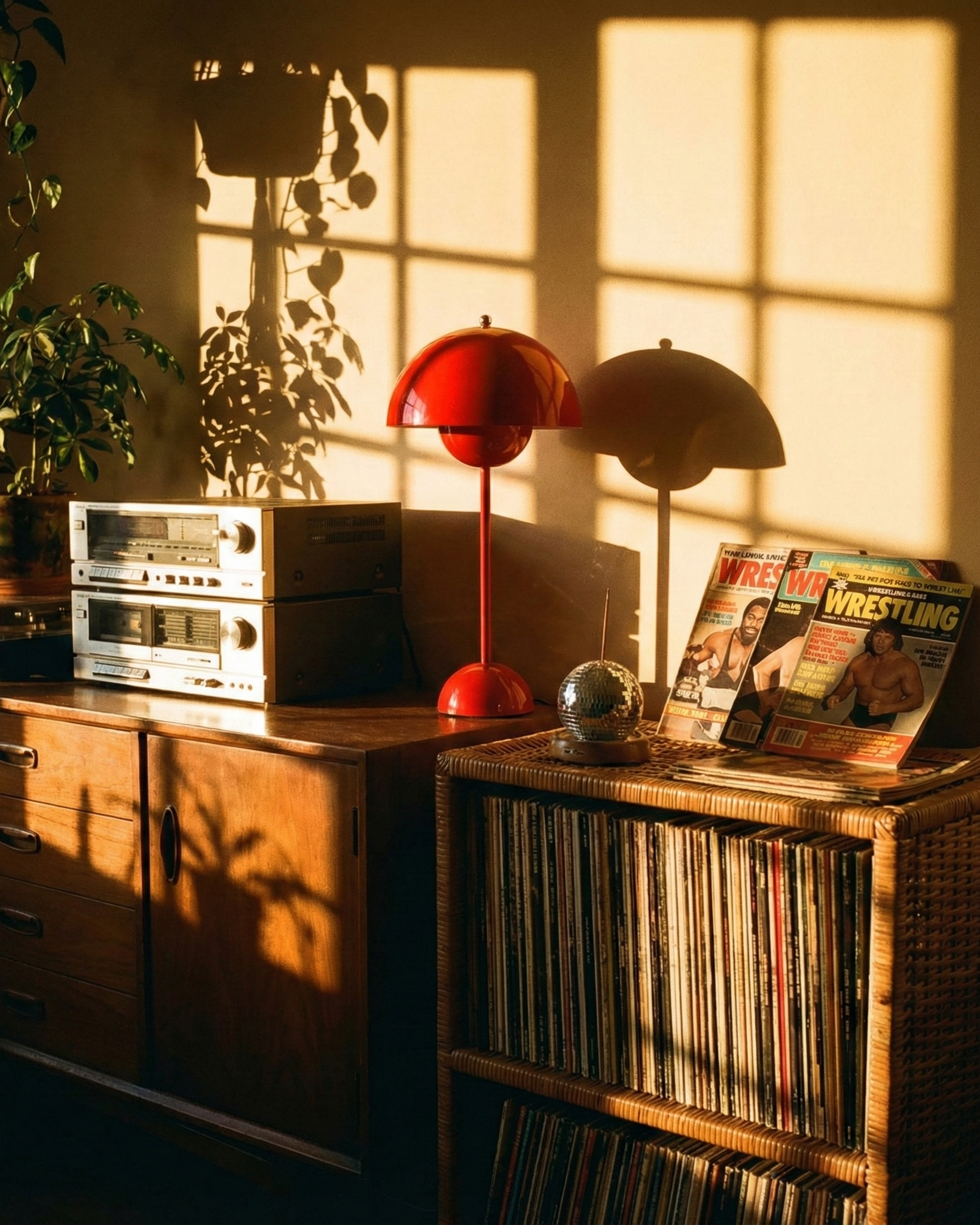 the danish flower | retro table lamp | red