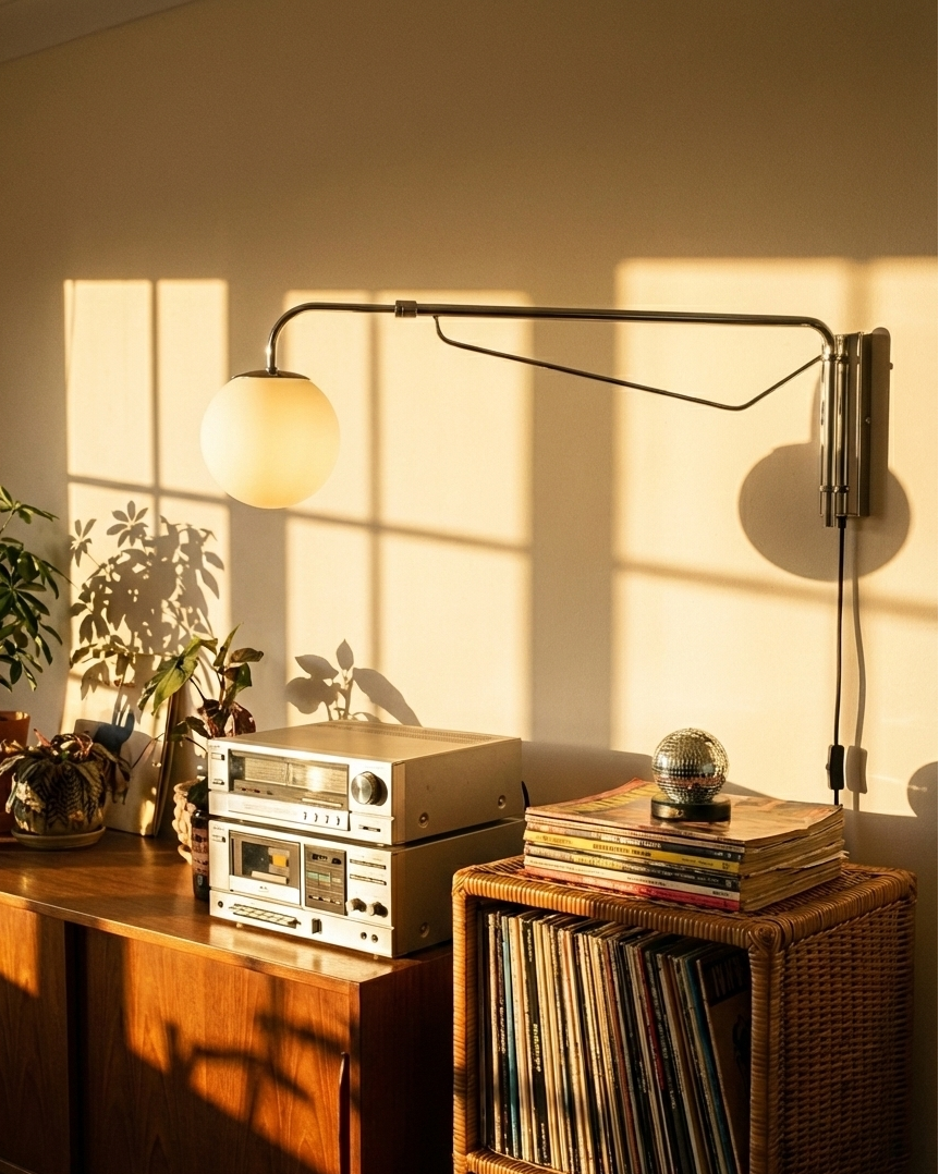 the suspended rocker | rocker arm wall light | silver