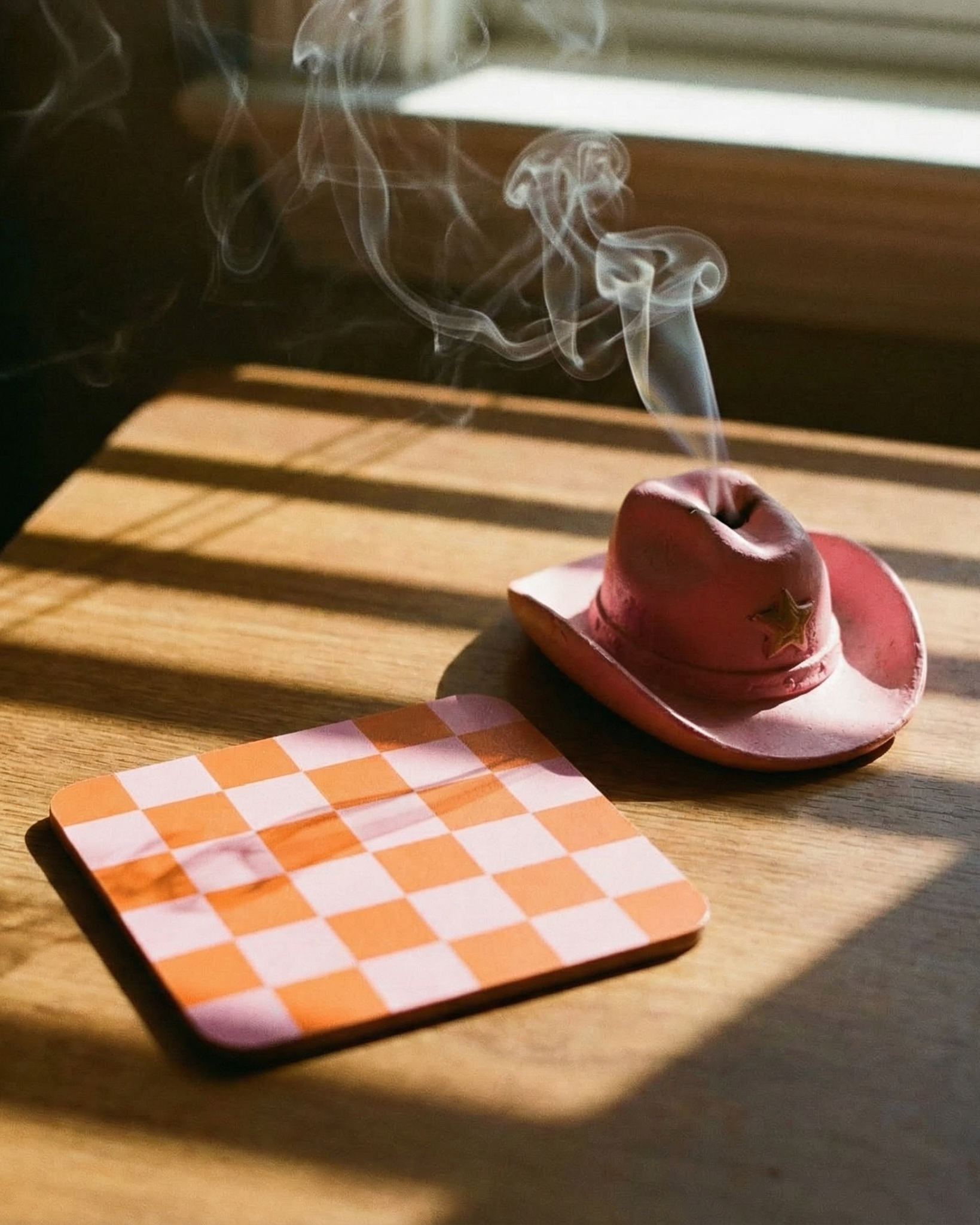 the checkerboard coaster | orange coaster
