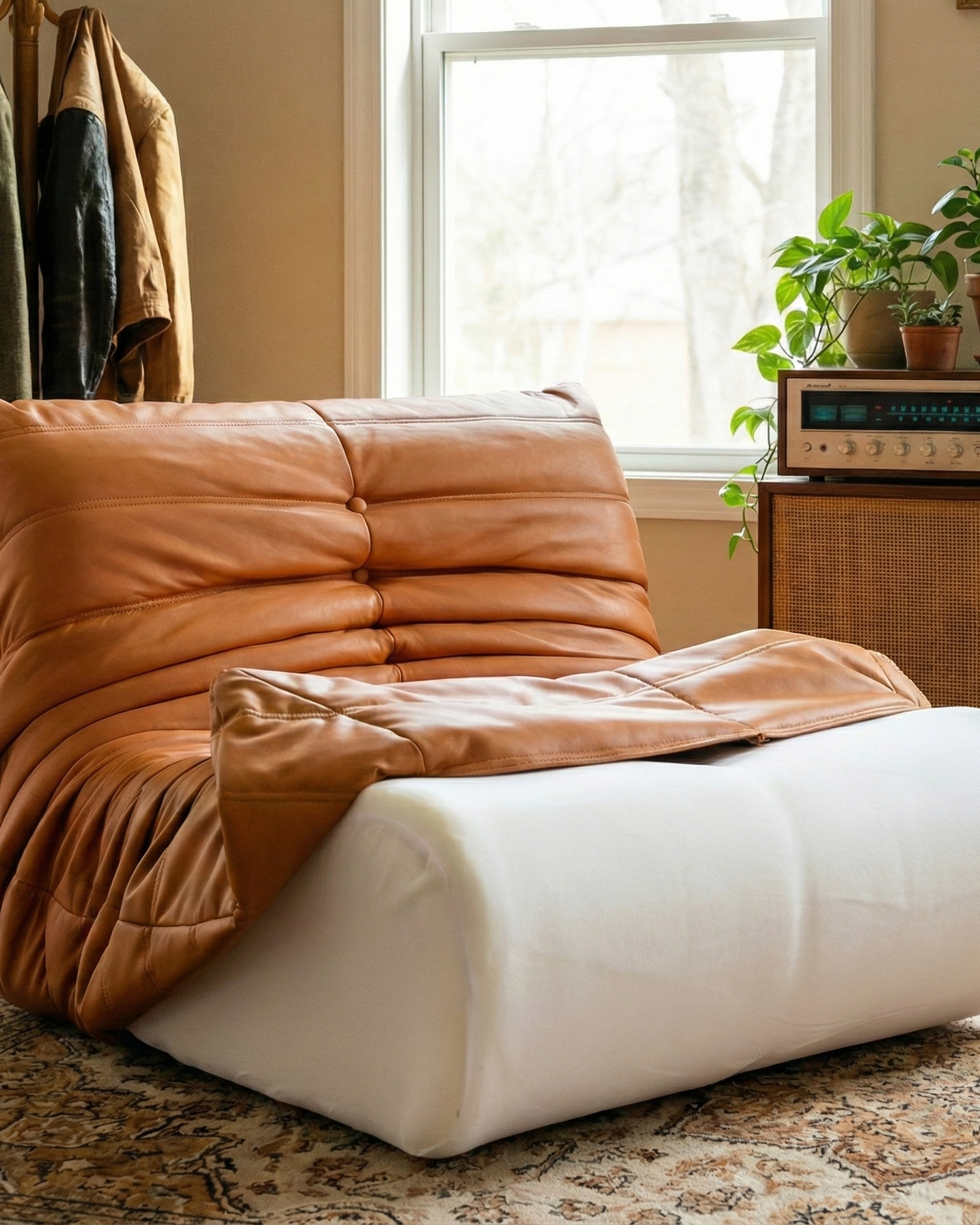 the toto | nordic soft sofa chair | orange pu leather