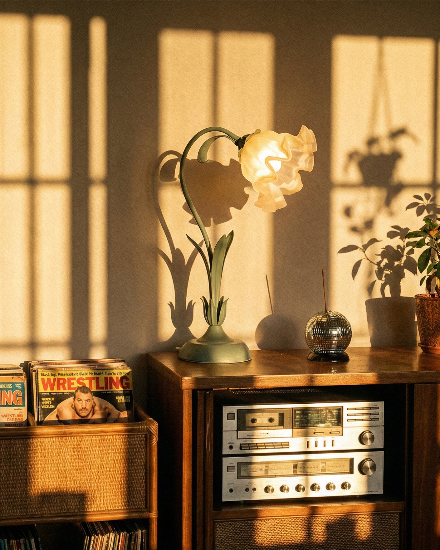 the romantic french flower | retro floral lamp | green