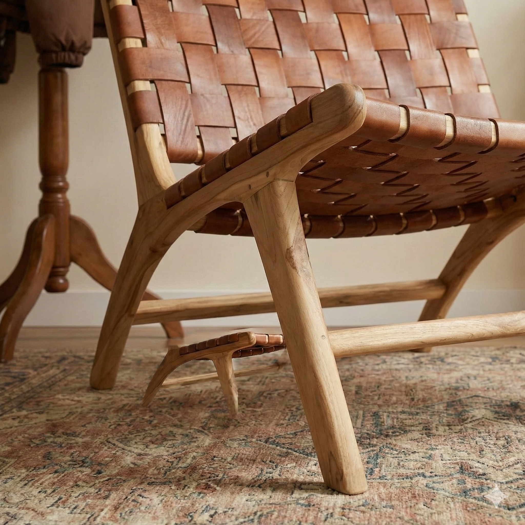 the braided chair | wooden and leather braided chair