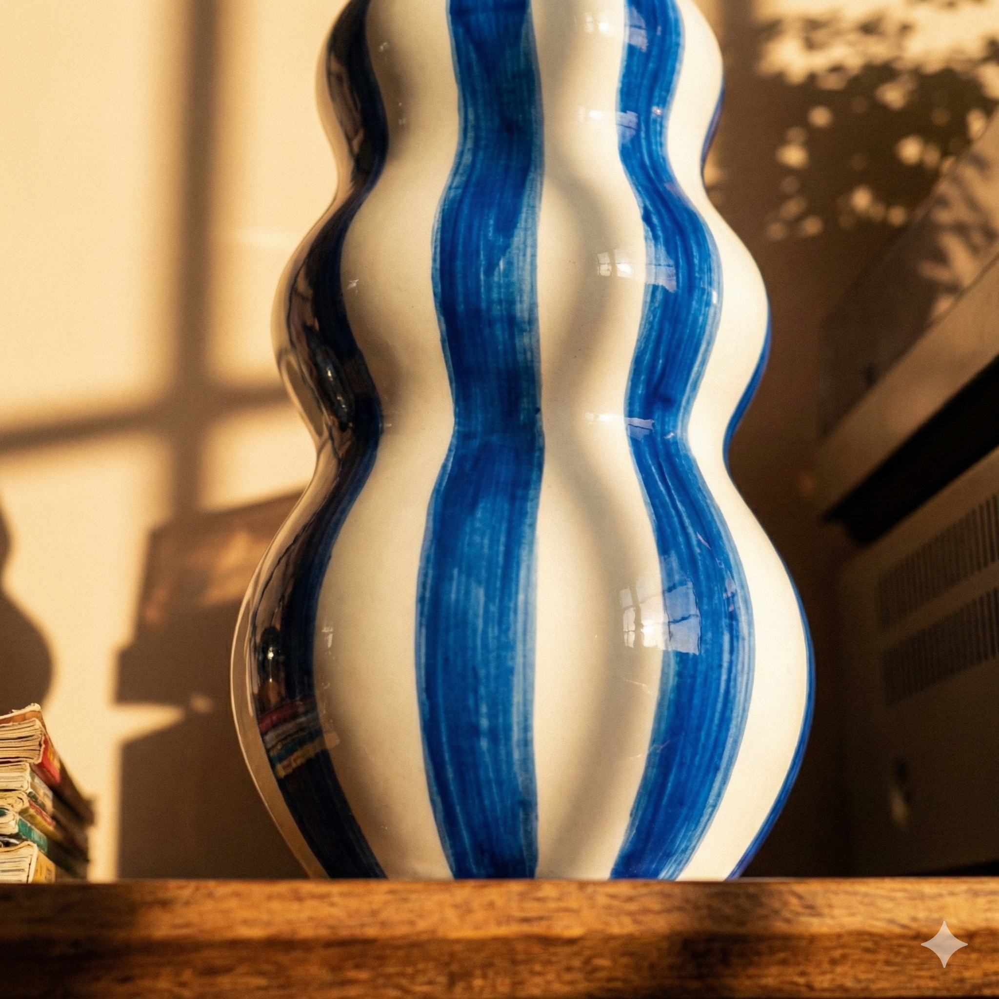 the striped wavey planter | striped ceramic flower vase | blue