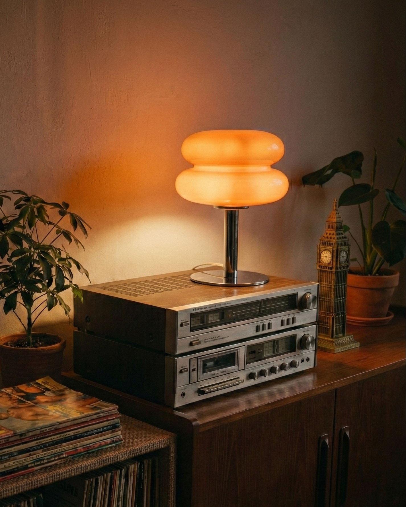 the macaron | macaron shaped table lamp | orange