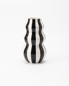 the striped wavey planter | striped ceramic flower vase | black