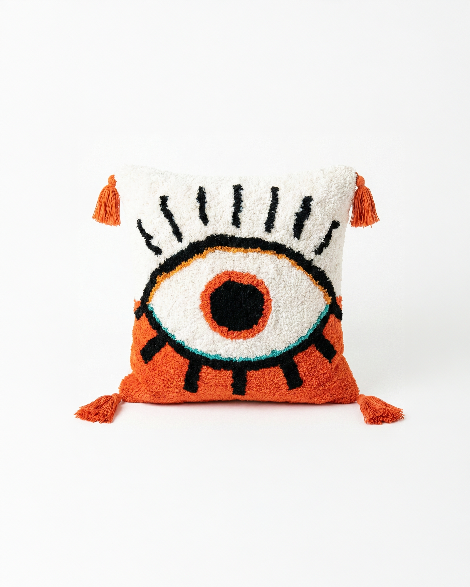 the devil's eye | tufted embroidered throw pillow cover