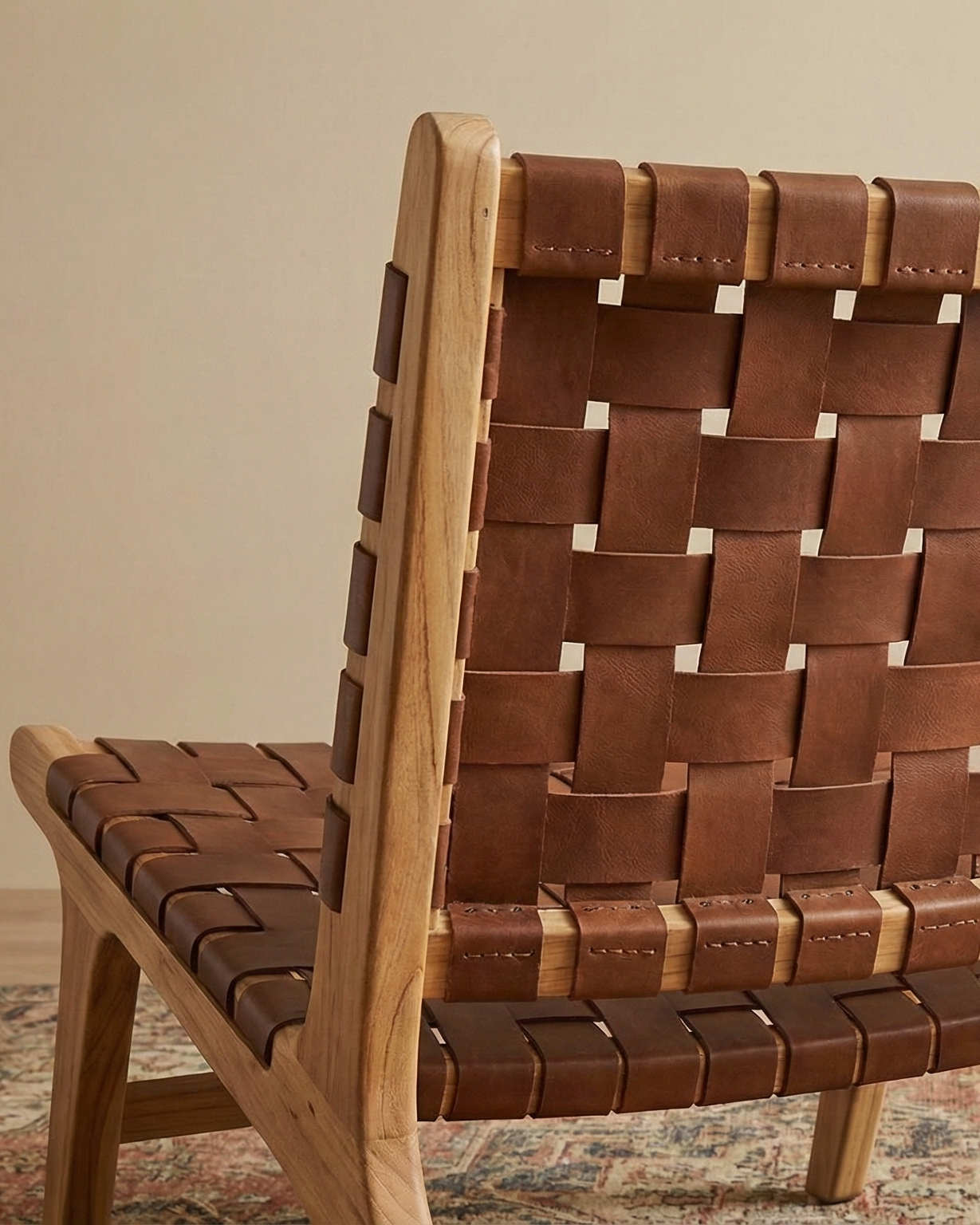 the braided chair | wooden and leather braided chair