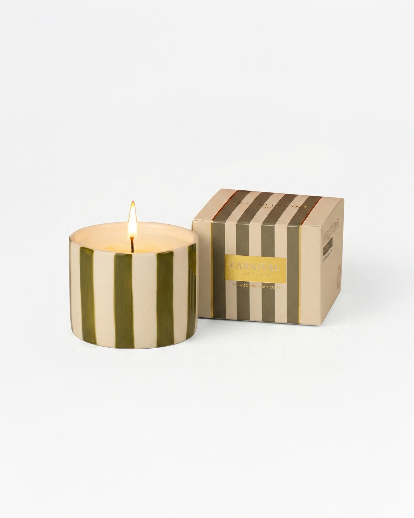 the olive votive candle | striped candle